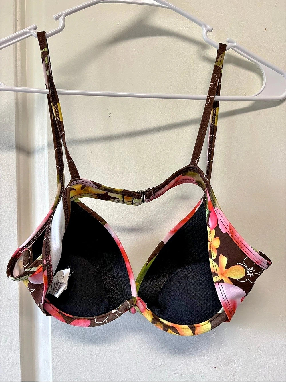 Women’s Vintage Y2K Style Bathing Suit Top Brown Floral Athena Size 10 - Picture 3 of 5